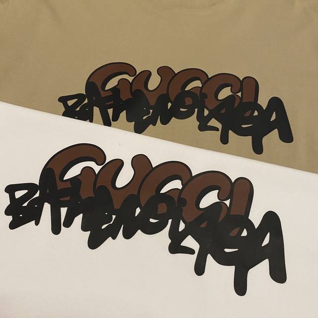 古驰gucci 23Ss新款春夏联名巴黎世家balenciaga双品牌logo印花休闲百搭情侣款短袖t恤 穿上就是舒适自在 减龄又显瘦的存在 慵懒而随性 结合干